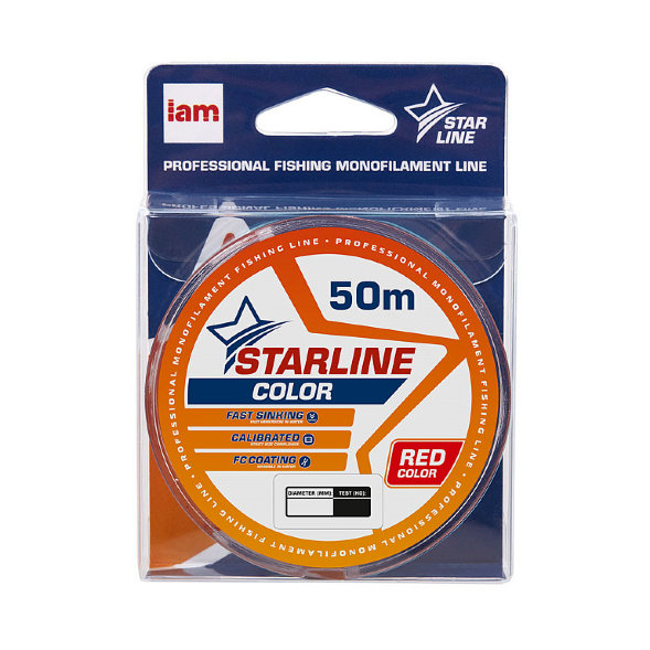 Леска IAM STARLINE 50m Красный d0.105