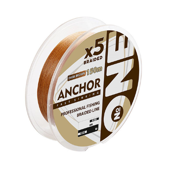 Тонущая плетеная леска IAM №ONE ANCHOR 5x 150m, диаметр 0,24 мм Тёмно-коричневый