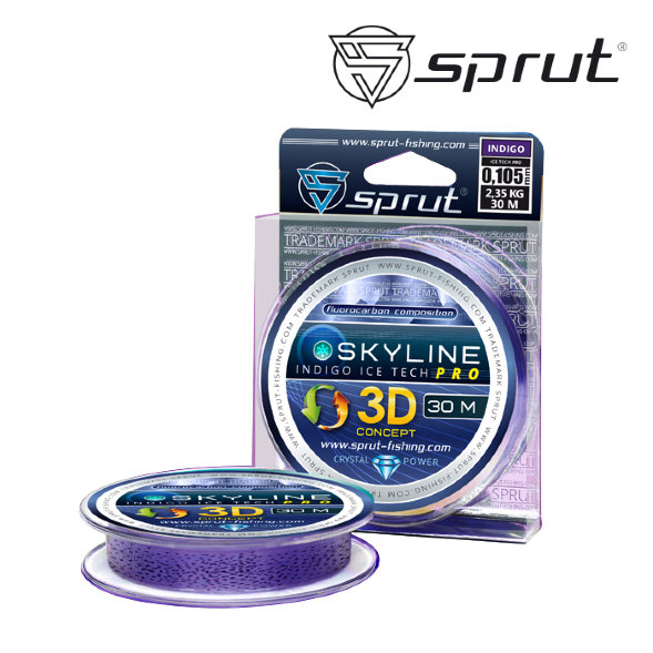 Леска SPRUT Skyline 3D Fluorocarbon Composition IceTech PRO Indigo 0.165 30м
