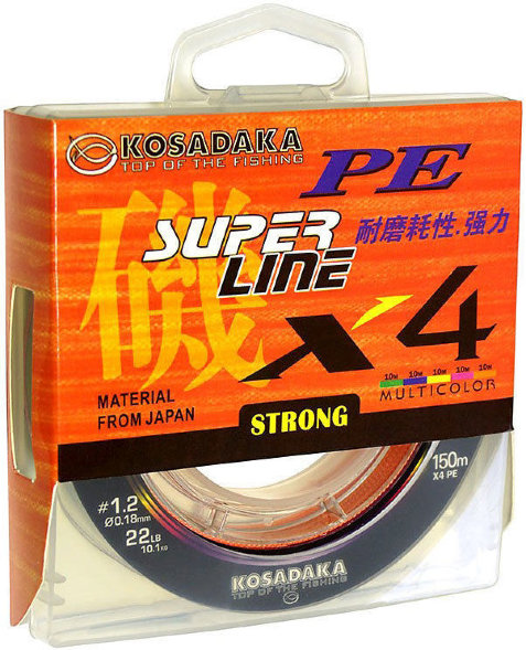 Леска плетеная Kosadaka Super PE X4 multicolor 0.16 150м