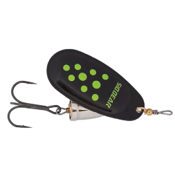 Блесна SIBBEAR вращающаяся Commeto №3 L  50 мм, W  8.0 гр, C  Black with Shartreuse Dots