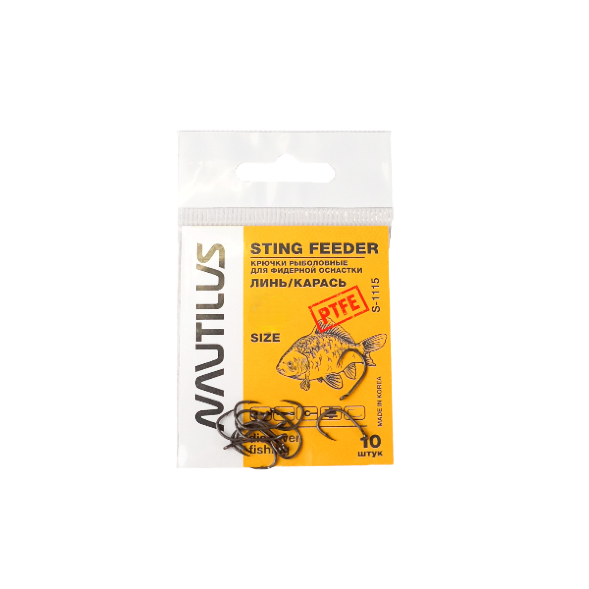 Крючок Nautilus Sting Feeder Линь/Карась S-1115PTFE № 8 10 шт.